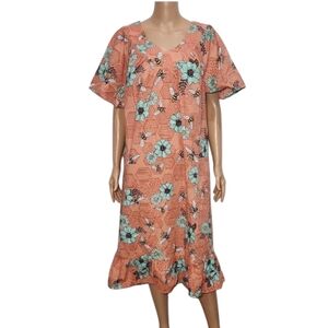 Anthony Richard‎ Womens Casual dress Patch Pockets Coral Honeycomb Size XL